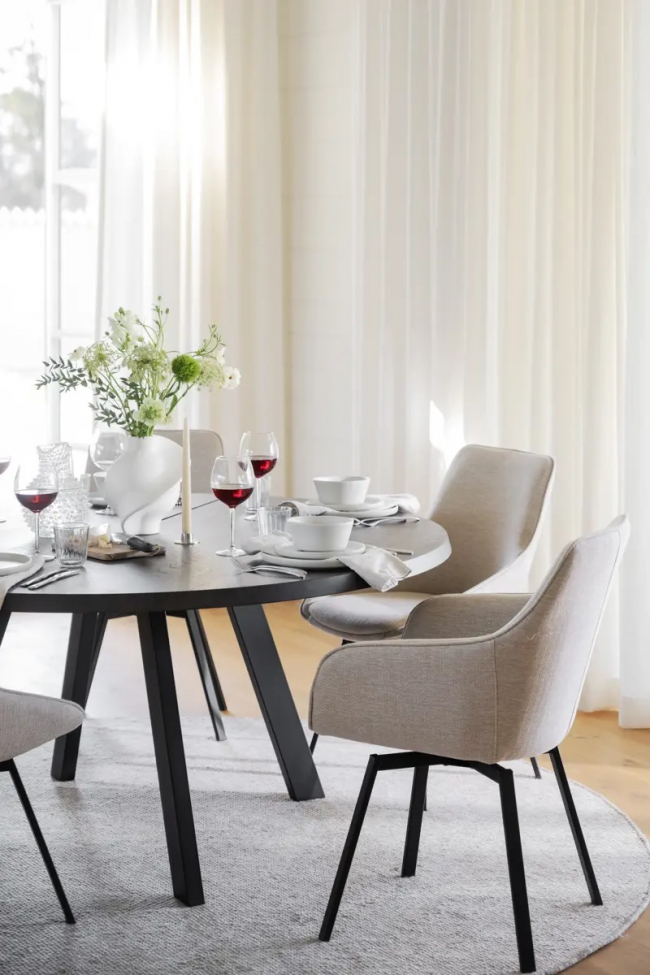 Silla con brazos 'Alison' - Beige claro/negro