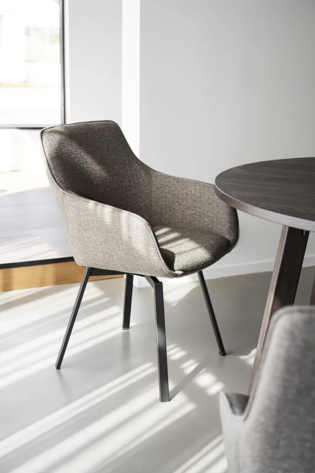 Silla con brazos 'Alison' - Beige oscuro/negro