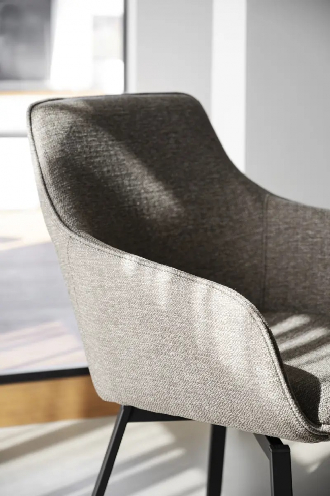 Silla con brazos 'Alison' - Beige oscuro/negro