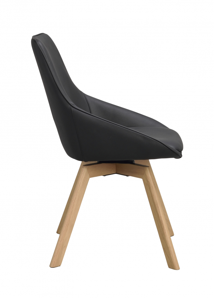 Silla 'Alison' de cuero - Negro/roble