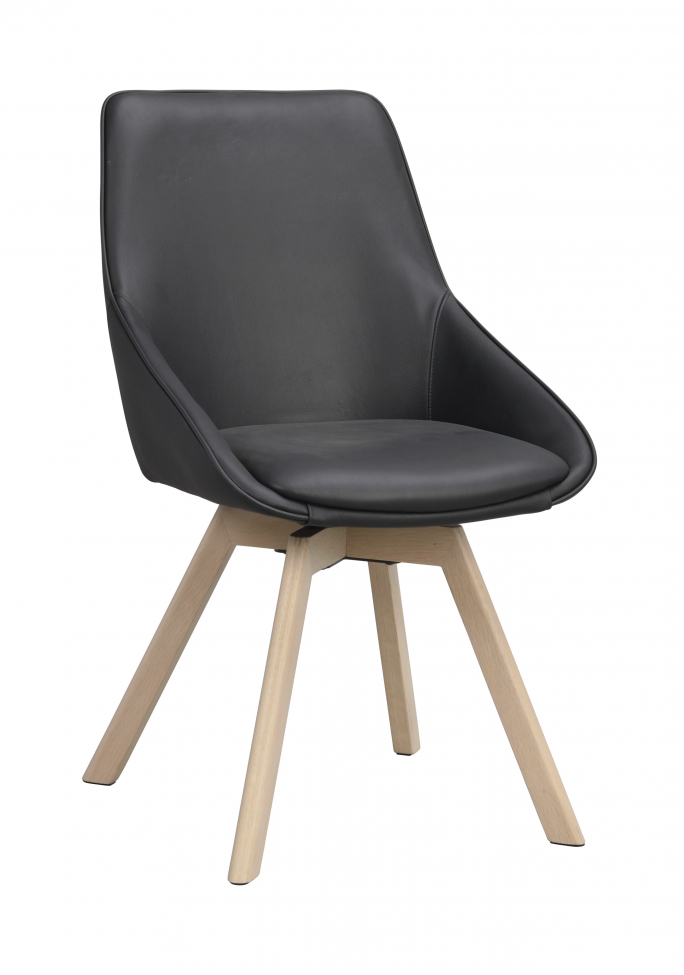 Silla 'Alison' de cuero - Negro/blanco pigmentado