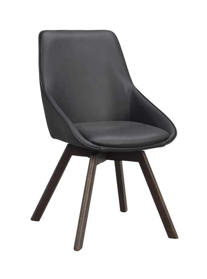 Silla 'Alison' de cuero - Negro/marrón