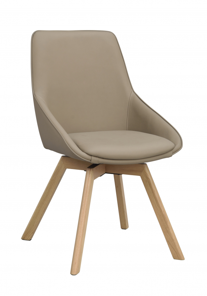 Silla 'Alison' de cuero - Beige/roble