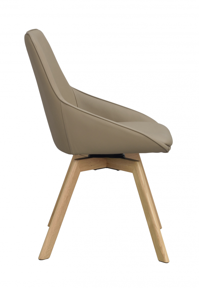 Silla 'Alison' de cuero - Beige/roble