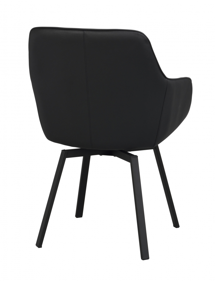 Silla con brazos 'Alison' Cuero - Negro
