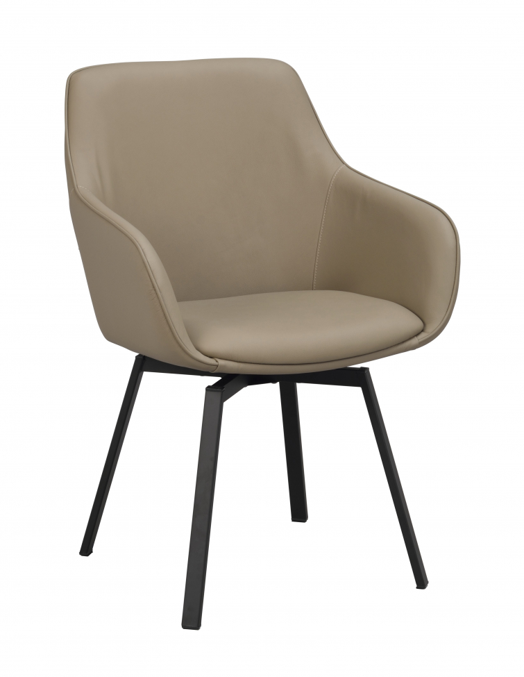 Silla con brazos 'Alison' Cuero - Beige/negro