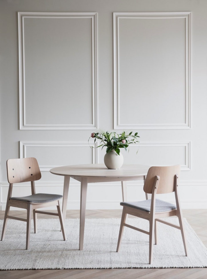 Silla 'Nagano' - Roble pigmentado blanco/Gris claro