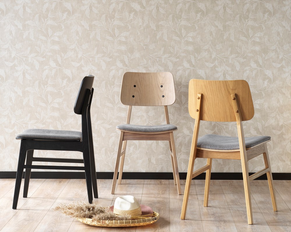 Silla 'Nagano' - Roble pigmentado blanco/Gris claro