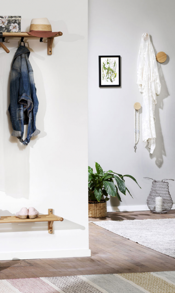 Perchero de pared 'Milford' 12cm - Roble