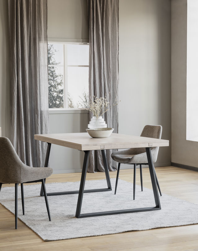 Mesa 'Brooklyn' 220x95cm - Roble blanqueado/Pata negra en U