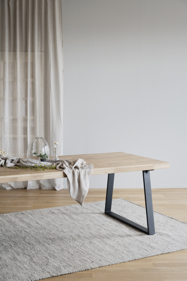 Mesa 'Brooklyn' 220x95cm - Roble/Pata negra en U