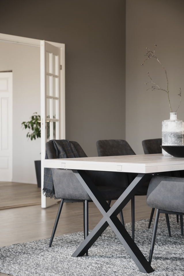 Mesa de comedor 'Brooklyn' 220x95cm - Pigmentada blanca/Negra X-pata