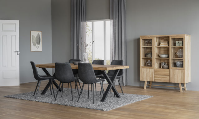 Mesa de comedor 'Brooklyn' 220x95cm - Roble/Negro X-pata