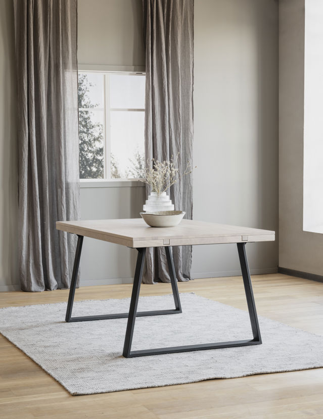 Mesa de comedor 'Brooklyn' 170x95cm - Pigmentada blanca/Negra U-pata