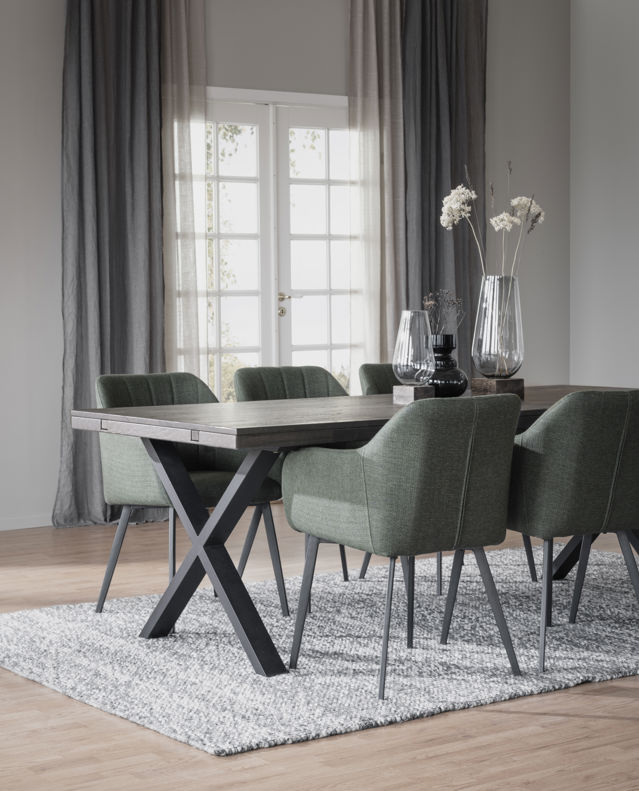 Mesa de comedor 'Brooklyn' 170x95cm - Marrón oscuro/X-pata