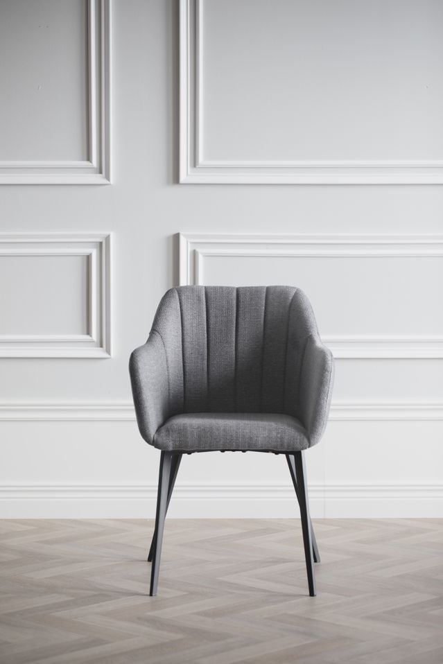 Silla con brazos 'Bolton' - Gris/Negro