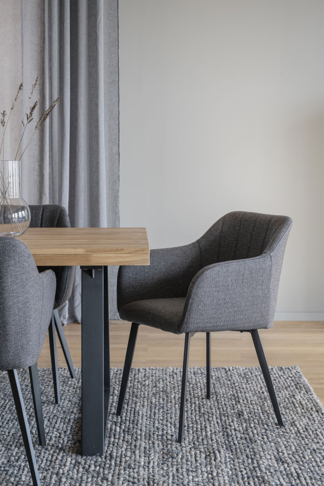 Silla con brazos 'Bolton' - Gris/Negro