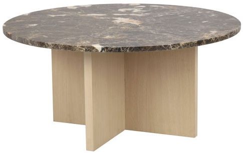 Mesa de centro 'Brooksville' Redonda 90cm - Marrón/Blanco pigmentado