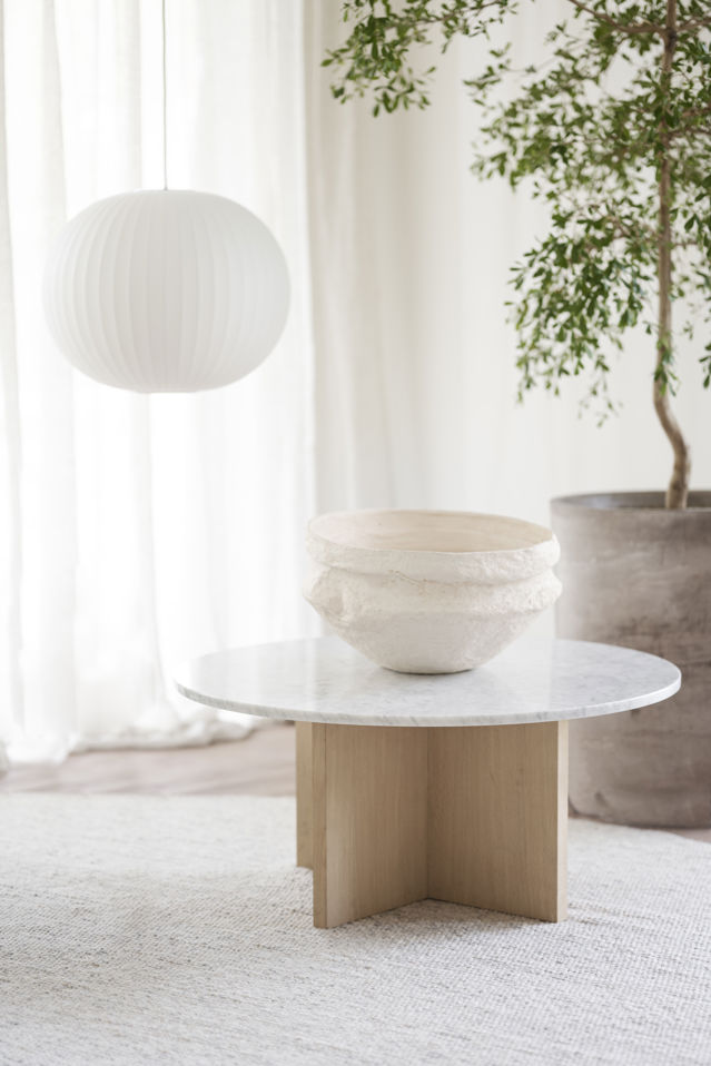 Mesa de centro 'Brooksville' Redonda 90cm - Blanco/Blanco pigmentado