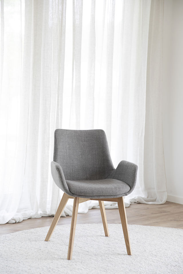 Silla con brazos 'Drimsdale' - Gris/Roble