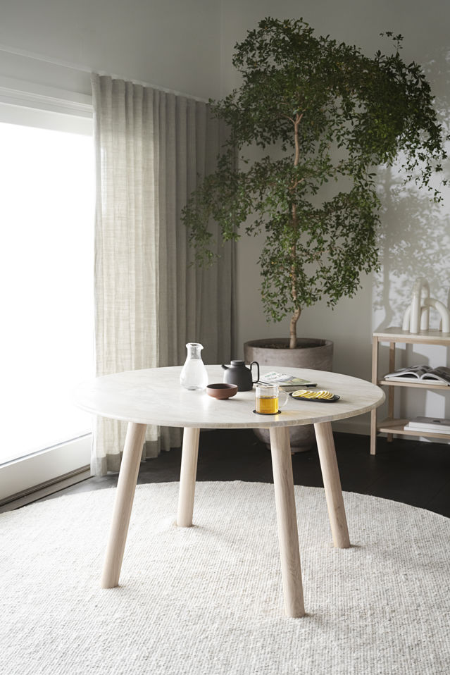 Mesa de comedor 'Taransay' Redonda 125cm - Beige/Blanco pigmentado