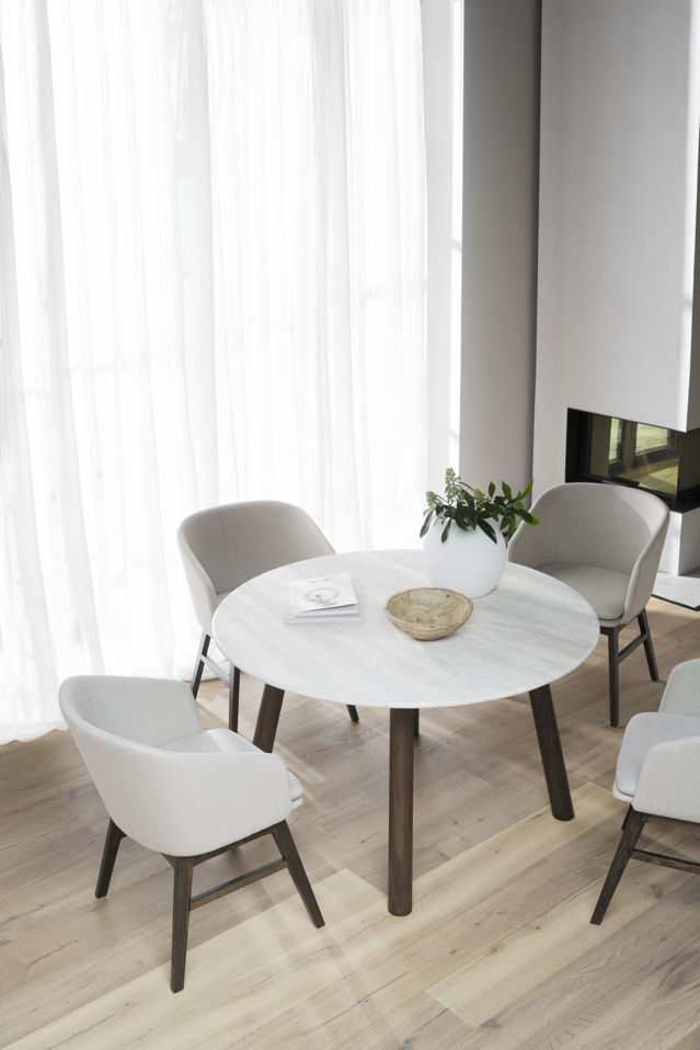 Mesa de comedor 'Taransay' Redonda 125cm - Beige/Marrón
