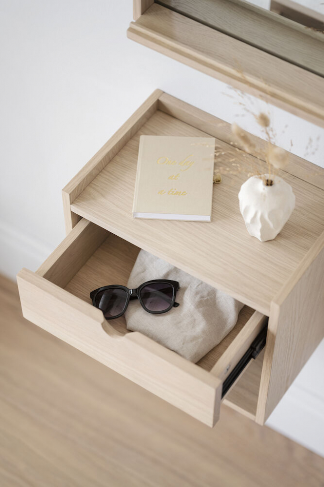 Mesita de noche/Estante de pared 'Hillmond' - Roble claro