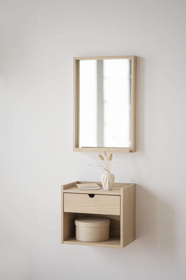 Mesita de noche/Estante de pared 'Hillmond' - Roble claro