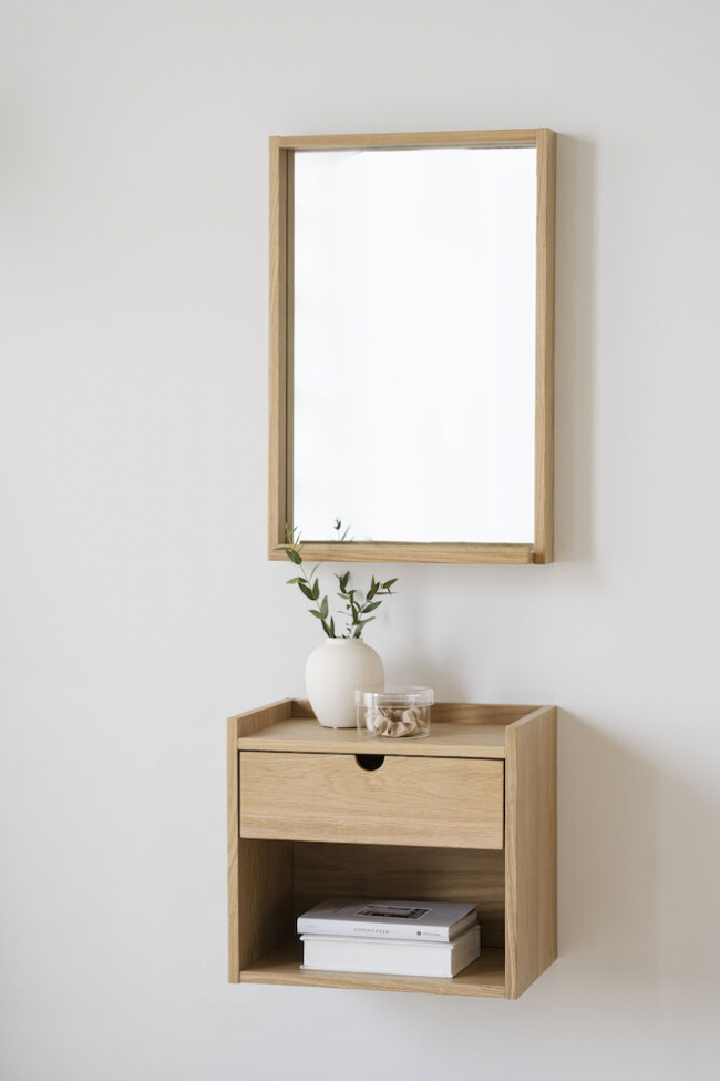 Mesita de noche/Estante de pared 'Hillmond' - Roble