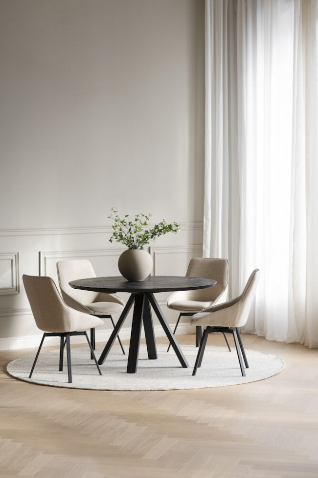 Mesa de comedor 'Carradale' Redonda 130cm - Negra/P patas