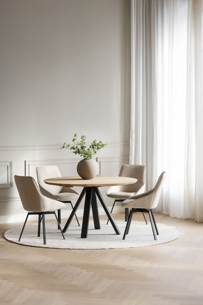 Mesa de comedor 'Carradale' Redonda 130cm - Roble/P patas