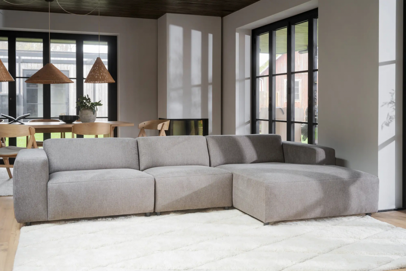 Sofá de 4 plazas 'Willard' con chaise longue H - Beige