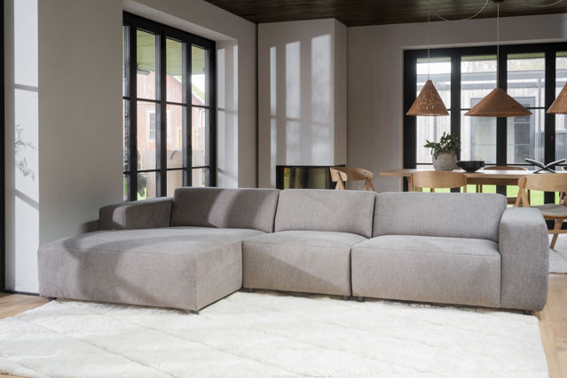 Sofá de 4 plazas 'Willard' con chaise longue V - Beige