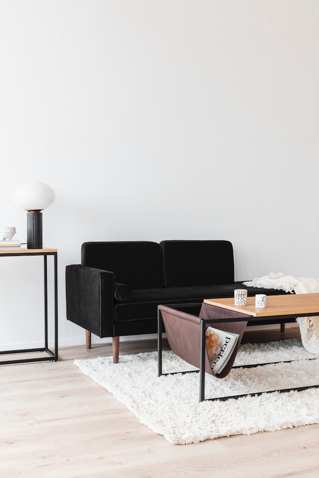 Mesa de centro con soporte para revistas 'Ylva' - Natural/Negro