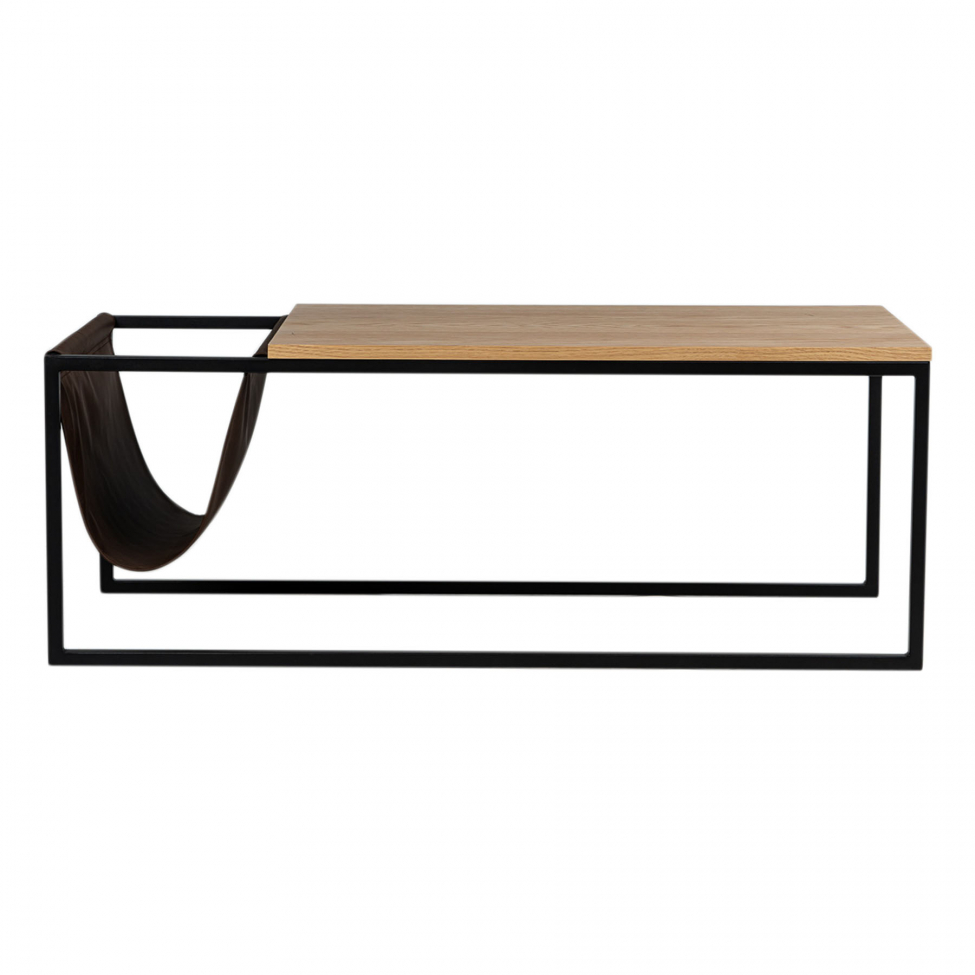 Mesa de centro con soporte para revistas 'Ylva' - Natural/Negro