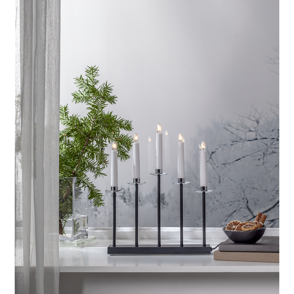 Candelabro de adviento 'Greta' - Negro/Plata