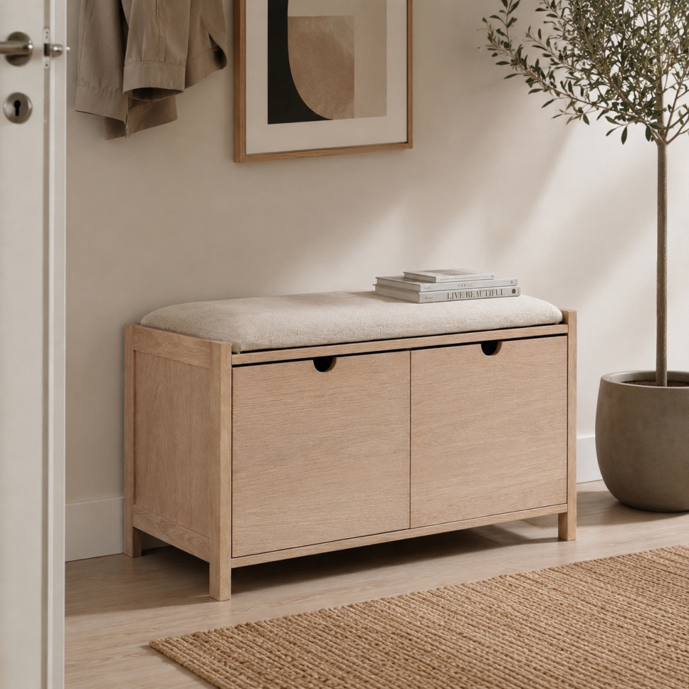Banco 'Mellby'- Blanco pigmentado