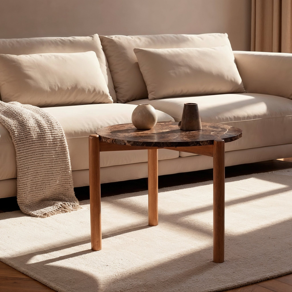 Mesa de centro 'Marble' S - Marr&oacute;n