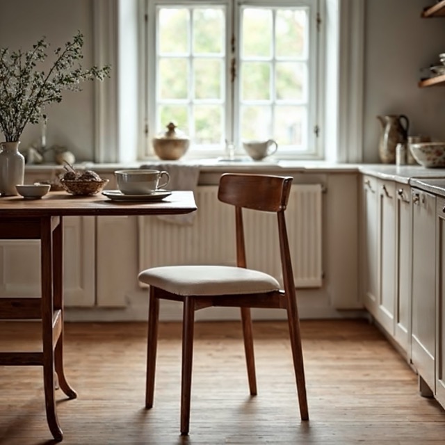 Silla 'Ystad' - Nogal/beige