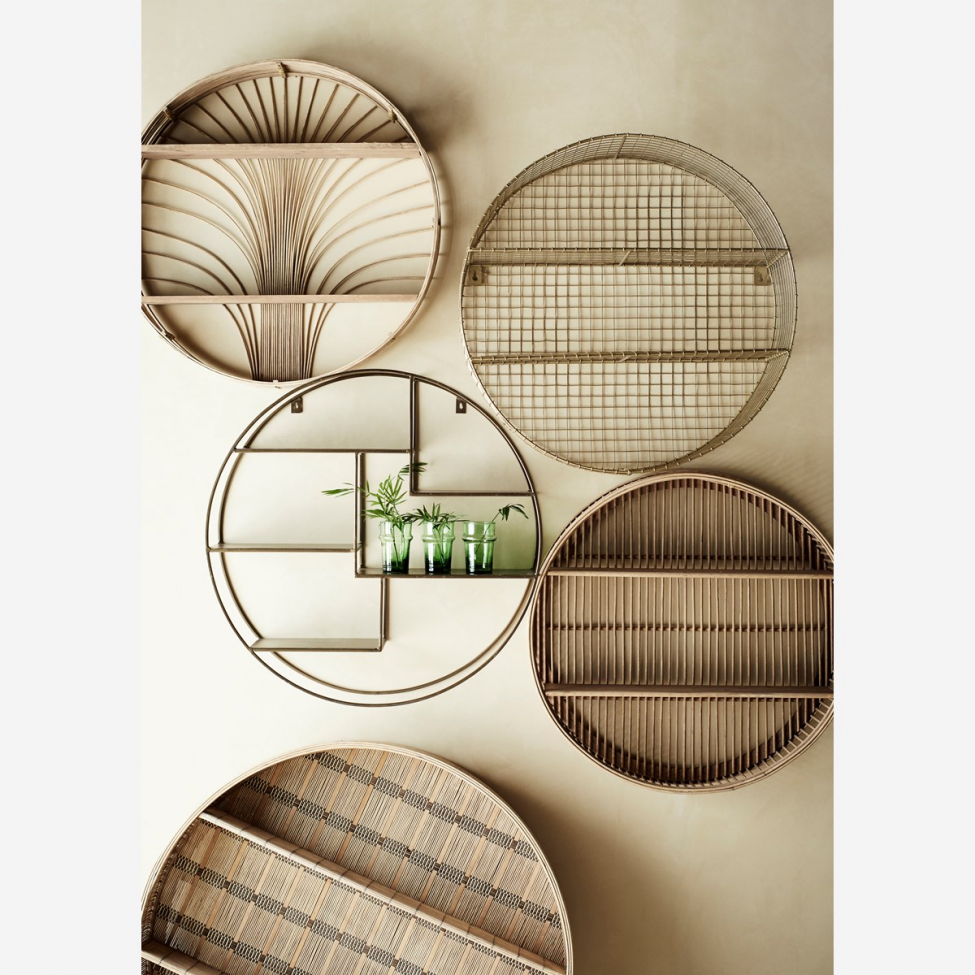 Estante de pared circular 'Bamboo' - Ratán