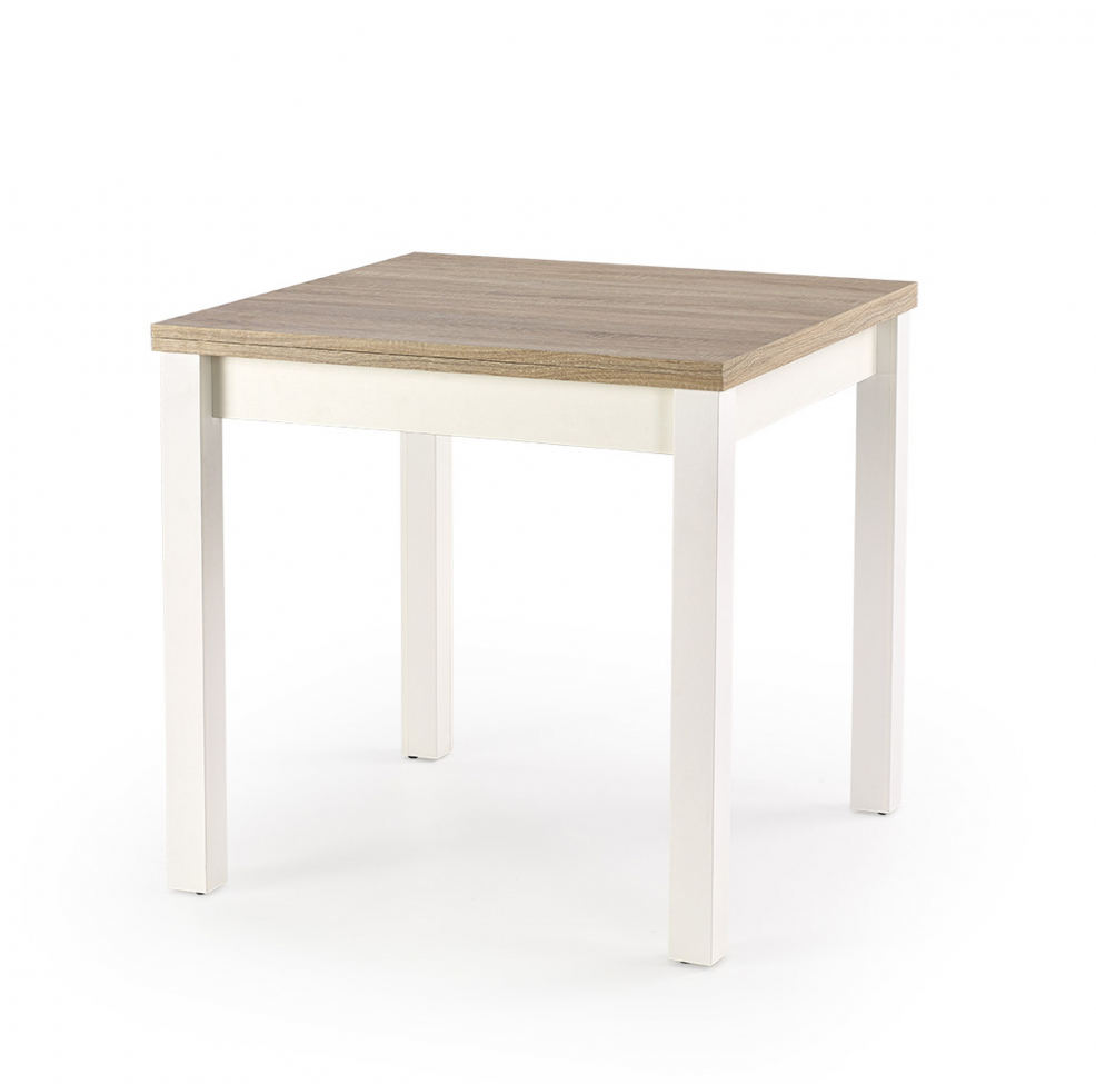 Mesa de comedor 'Evita' 80-160x80cm - Blanco/Roble