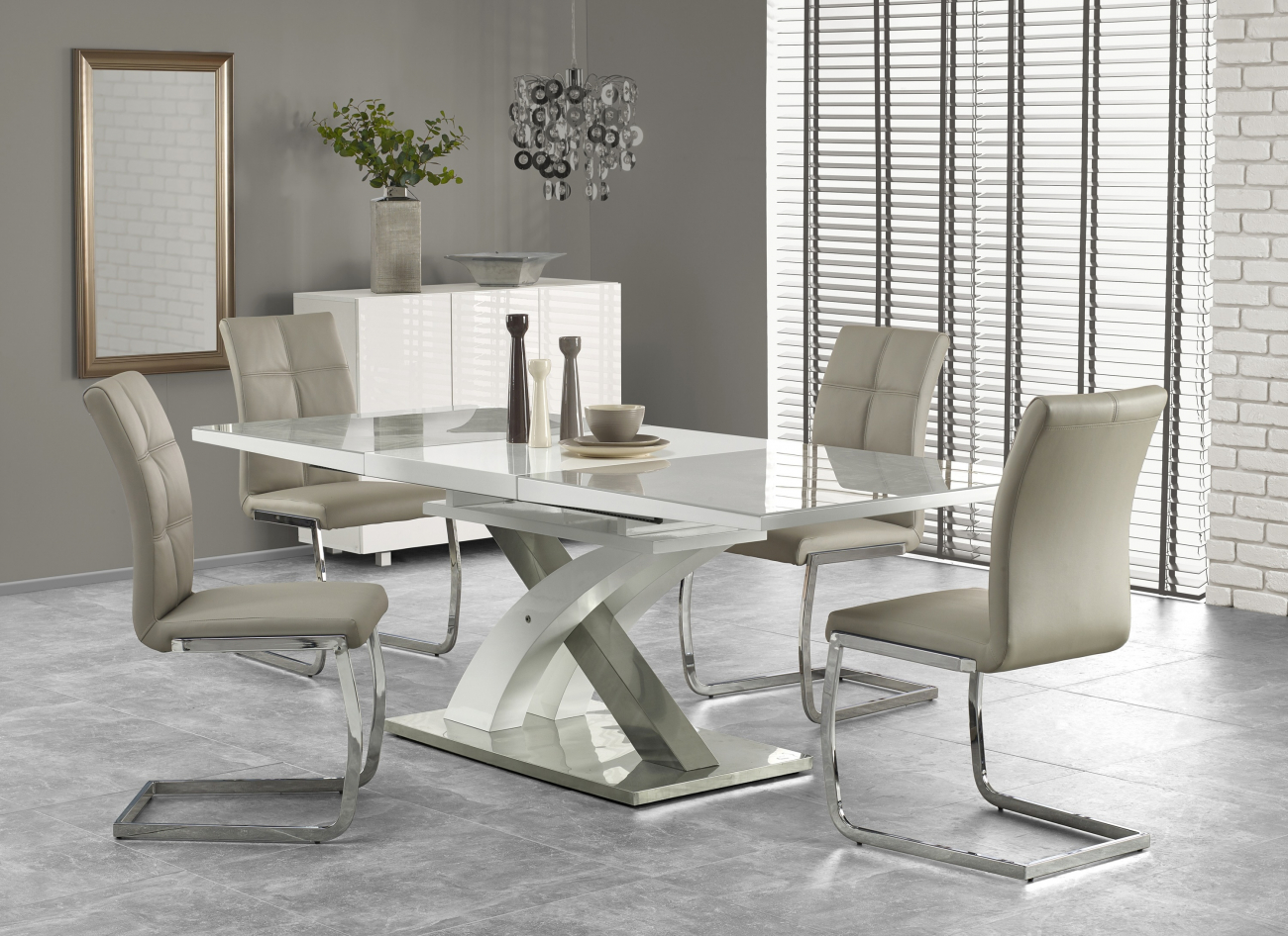Mesa de comedor 'Sandor' 160-220cm - Blanco