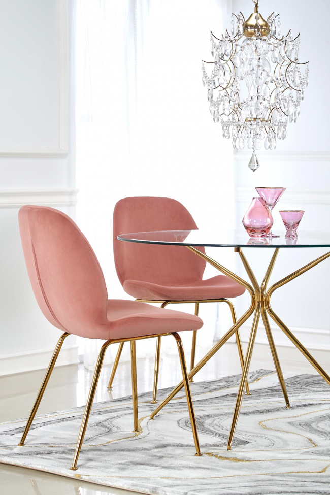 Mesa de comedor 'Rondo' Redonda 110cm - Transparente/Dorado