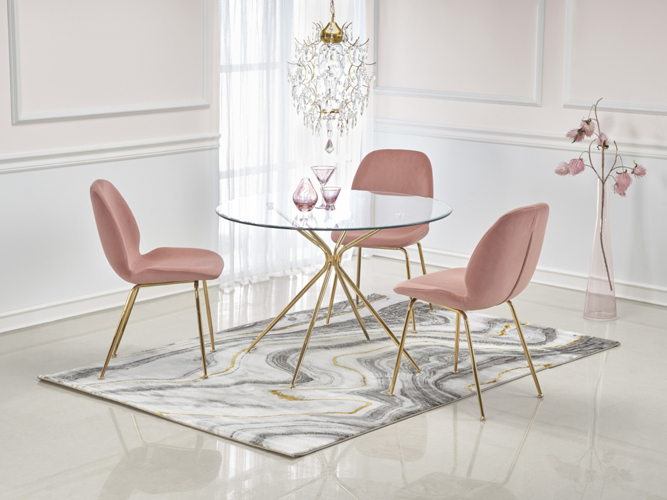 Mesa de comedor 'Rondo' Redonda 110cm - Transparente/Dorado