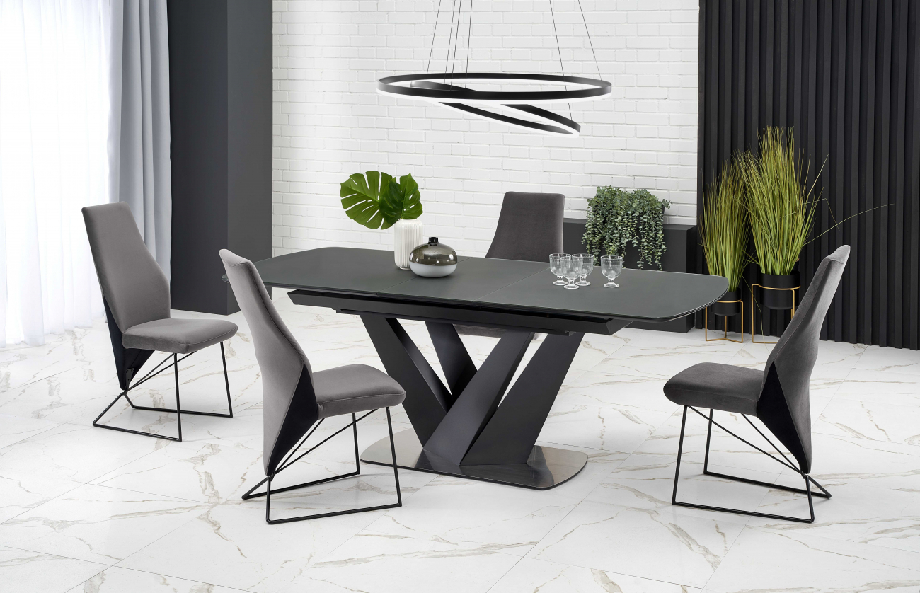 Mesa de comedor 'Patrizio' 160-200cm - Gris/negro