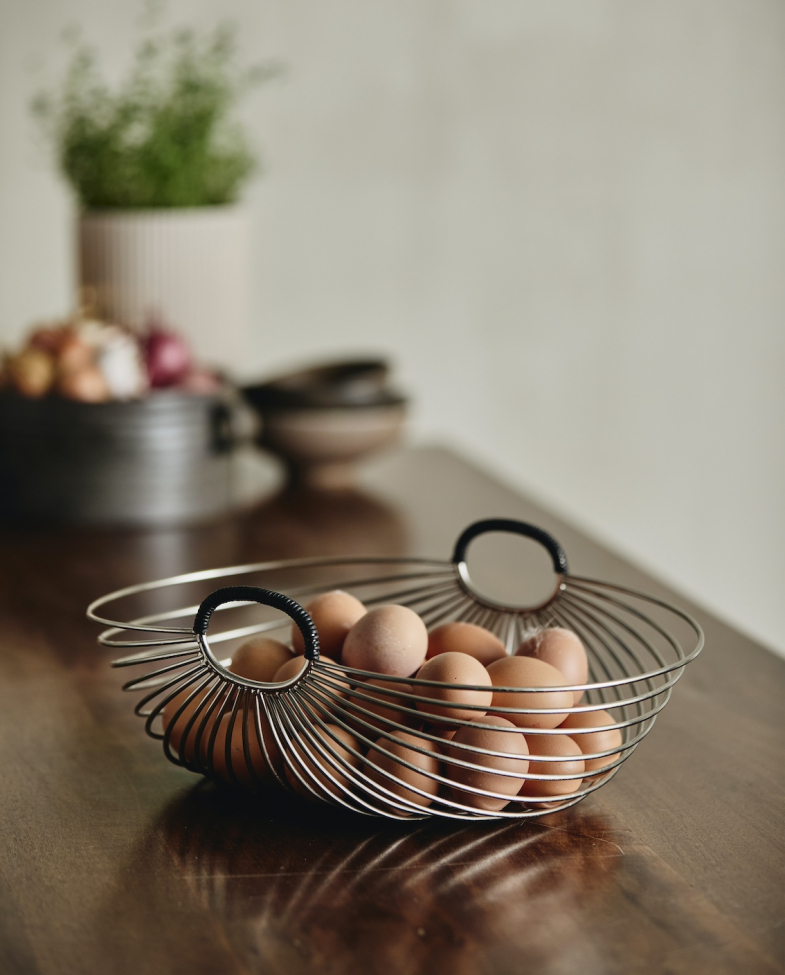 Cesta de frutas 'Jaipur' - Plata/Negro