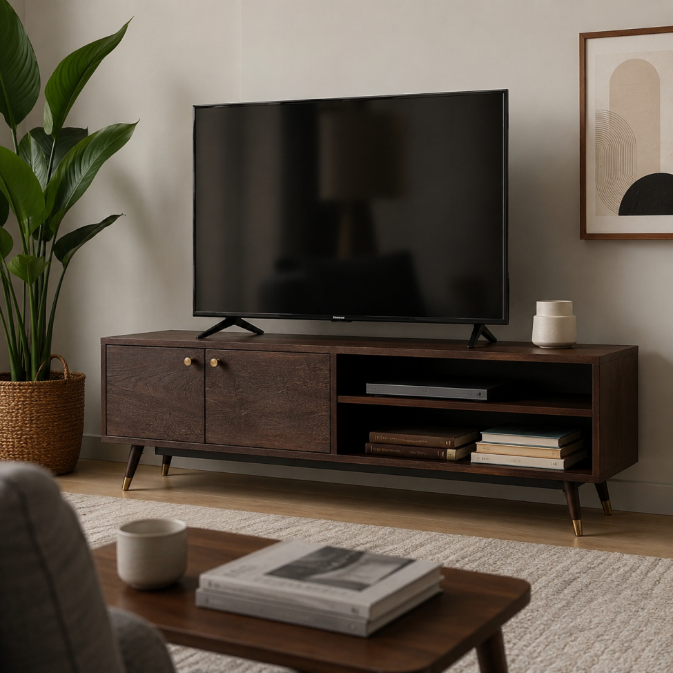 Mueble de TV 'Prime' - Nogal/Latón