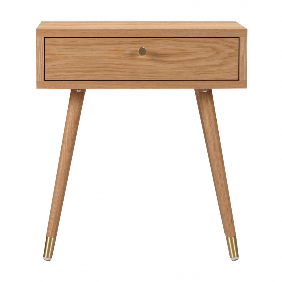 Mesita de noche 'Prime' - Roble/Latón