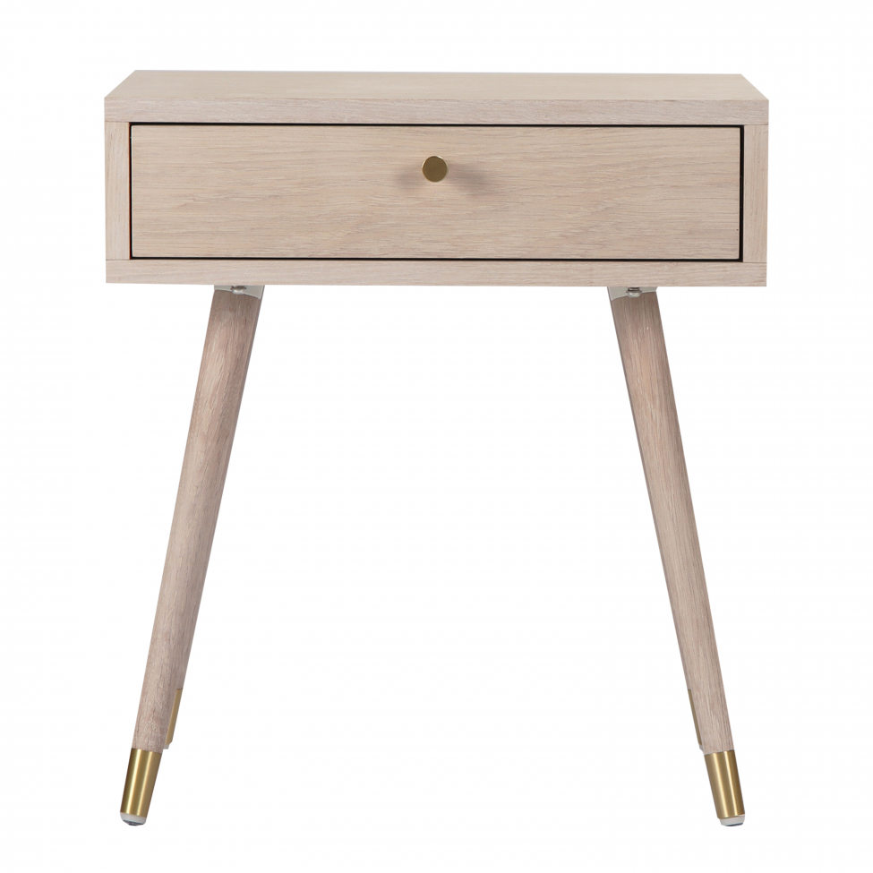 Mesita de noche 'Prime' - Roble blanco/Latón