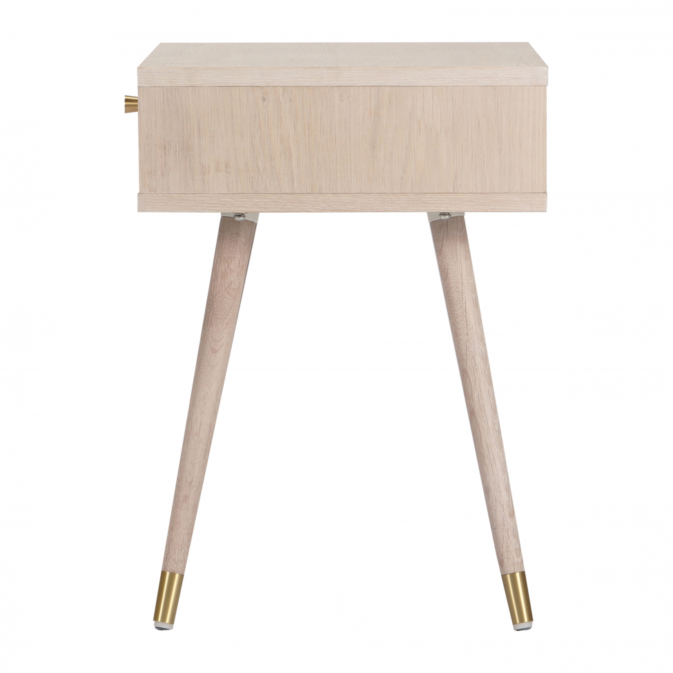 Mesita de noche 'Prime' - Roble blanco/Latón